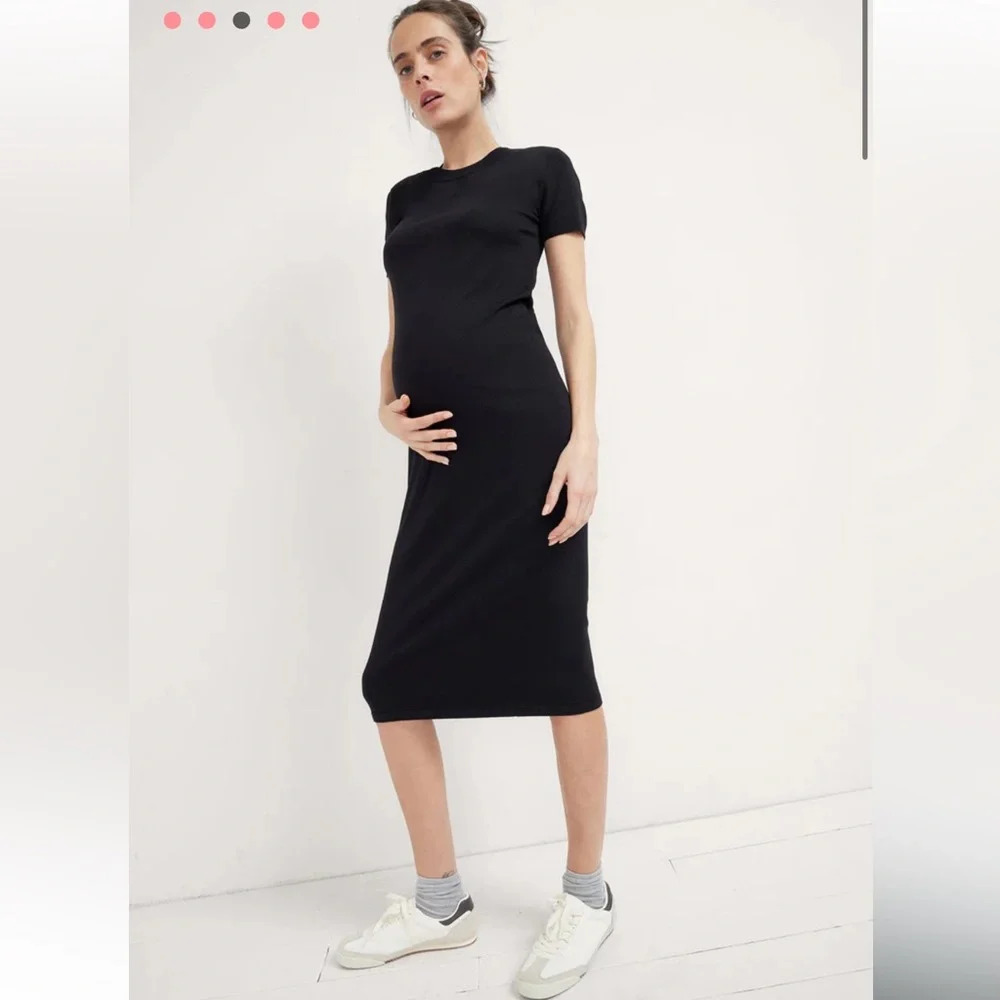 🖤 HATCH “The Eliza” Ribbed Knit Maternity Midi Dress 🖤